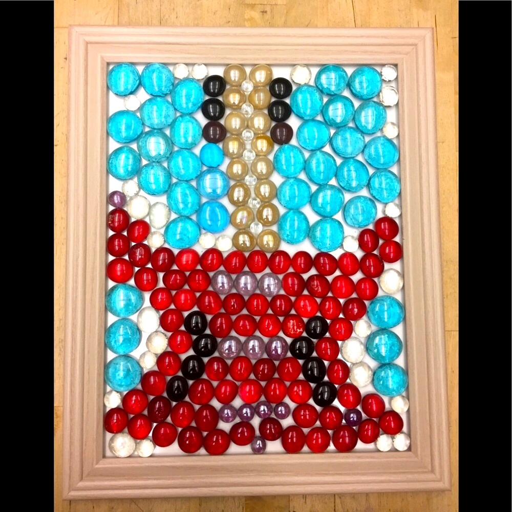 Rock 🎸🇺🇸 Strat Guitar Framed Glass Stones Art